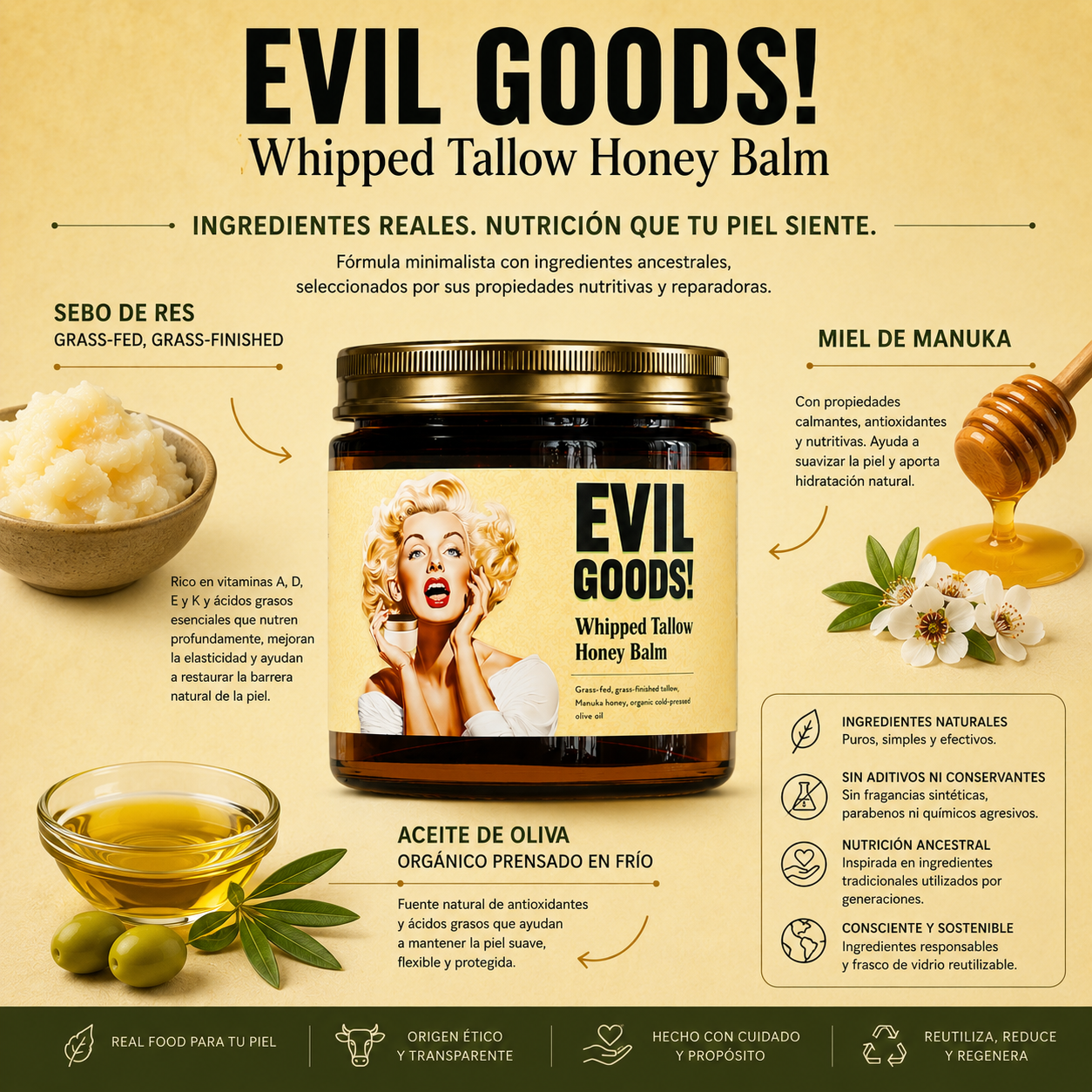 EVIL GOODS! Whipped Tallow Honey Balm