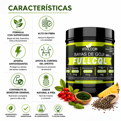Bayas de Goji FullCQL – Fórmula con Superfoods para Bienestar y Control de Apetito