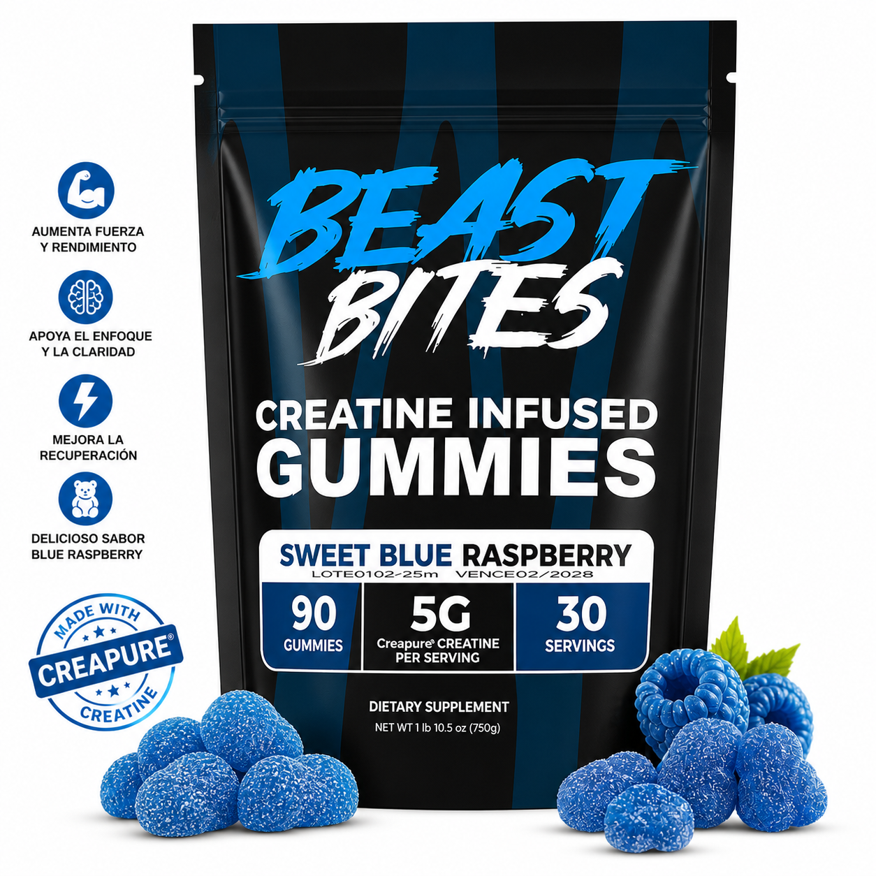 Beast Bites – Gummies con Creatina (Blue Raspberry)