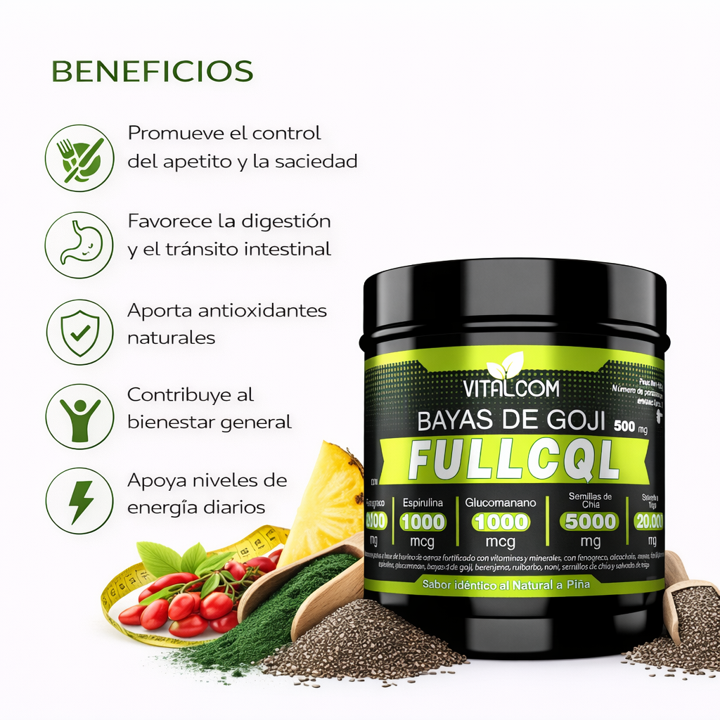 Bayas de Goji FullCQL – Fórmula con Superfoods para Bienestar y Control de Apetito